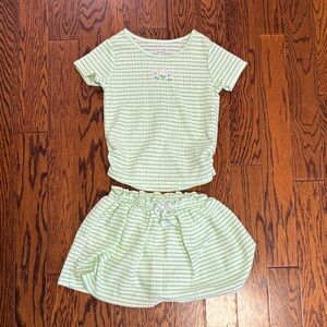 Graranimals Green Striped Top and Skirt Set Girls Size: 5T